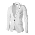 thumbnail image 1 of Man Long Sleeves Notched Lapel Padded Shoulder Blazer White L, 1 of 7