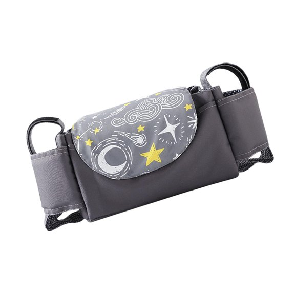 Organizador universal para cochecito de bebé, bolsa para carrito, portavasos, almacenamiento de pañales y juguetes. gris oscuro