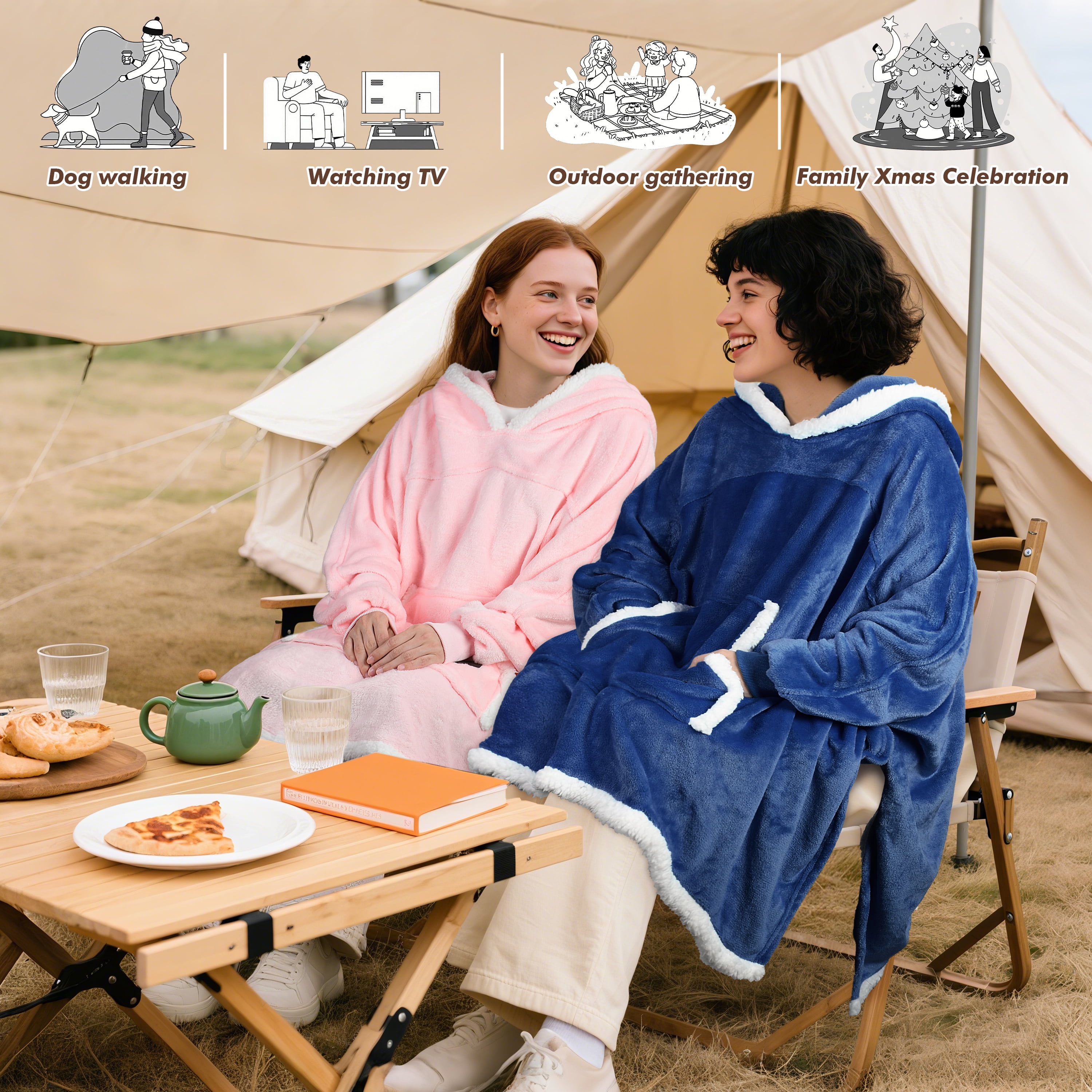 Oversized Hooded Poncho Cape, Casual Hoodie Sweatshirt, Batwing Coat Pullover | Light Weight, Cozy, Comfortable, Roomy | for Adults Women Men Teens