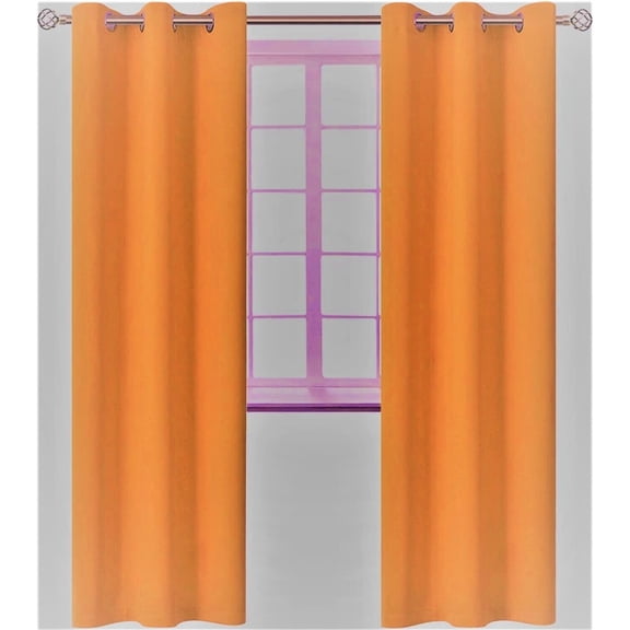1 PAIR K68 brick orange color 100 % blackout thermal drapes for living room sliding patio door window curtain top grommets noise reducing 37" inch wide X 84" inch length each panel