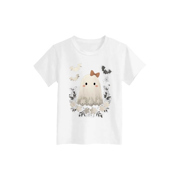 enyan Boys Girls Halloween Shirts Ghost T-Shirts Boo Pumpkin Short Sleeve Tees Toddler Boy Girl Spooky Tops