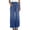 Blue, variant on Elastic Waist Women Drawstring Mid Rise Wide Leg Long Denim Pants Jeans with Pocket