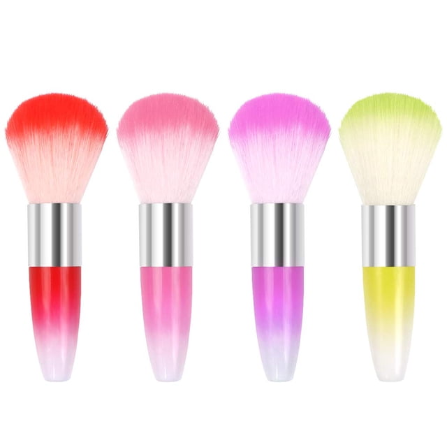 Paquete de 4 cepillos para polvo de uñas, limpiador de esmalte de uñas y rubor en polvo