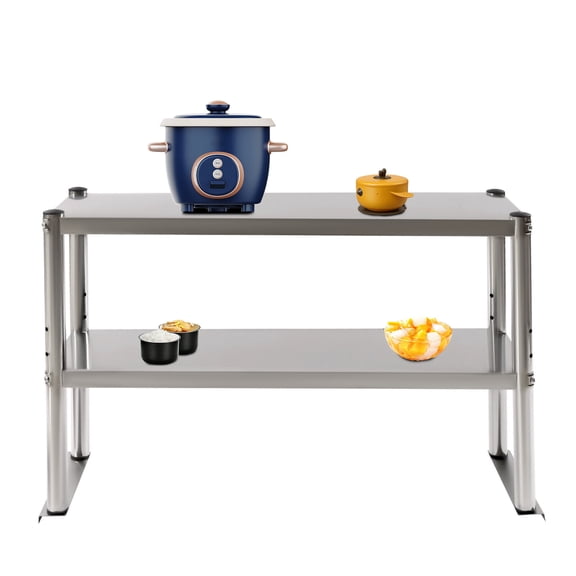 FETCOI Stainless Steel Work Table Food Prep Shelf Station Commercial Kitchen Restaurant (12x36In)