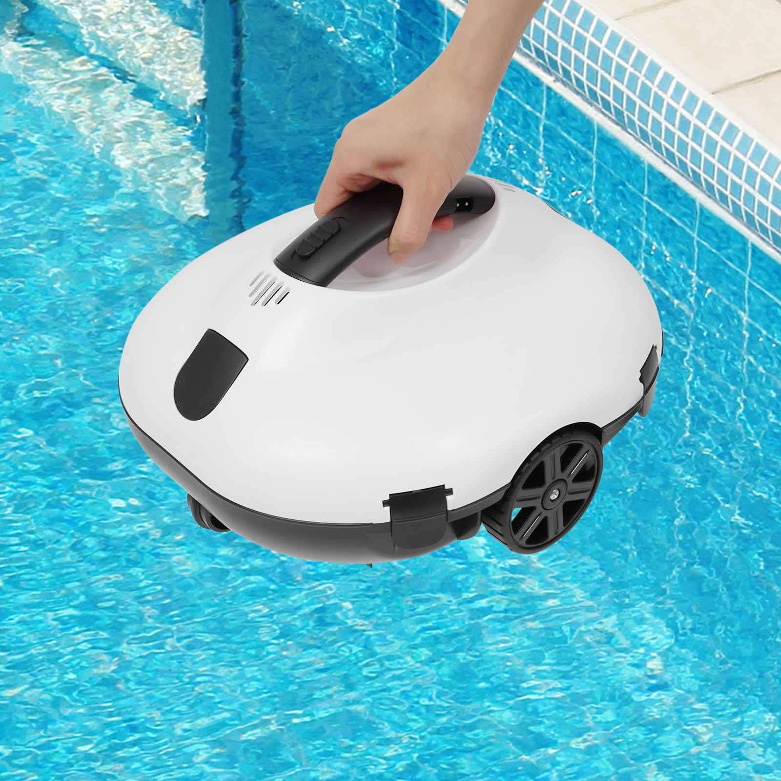 Automatic Robotic Pool Cleaner for Swimming Pools with a Bottom Area within 861.11ft² and a Maximum Water Depth of 9.84ft for Removing Sand, Stones, Hair, Debris and Other Sundries