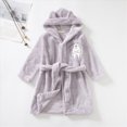 thumbnail image 3 of Boys Girls Kids Robe Hooded Bathrobe Boys Girls Soft Plush Flannel Pajamas with Belt Unisex Solid Color 2T 3T 4T 5T 6T 7T Toddler Winter Clothes for Kids,Grey,Size 6-7T, 3 of 7
