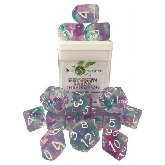 Role 4 Initiative R4I50522-FC Diffusion Dice, Bardic Inspiration & White - Set of 15
