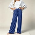 thumbnail image 5 of jjayotai Women Wide Leg Pants Elastic High Waisted Drawstring Palazzo Pants Flowy Beach Outfits Work Business Casual Trousers, 5 of 6