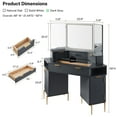 thumbnail image 6 of OKD 48" Fluted Makeup Vanity Desk with HD Triple Mirror and Lights, Modern Corner Vanity with 3 Drawers & 2 Cabin ets, Charging Station - Dark Grey, 6 of 8