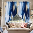thumbnail image 2 of Abstract Watercolor Swag Curtain Valance for Windows, Gold Blue Blend Graffiti Art Window Treatments Short Swag Topper for Kitchen Windows Bathroom Bedroom, 36"x45", 2 of 8