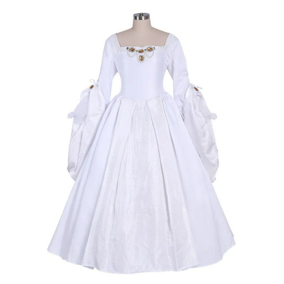 Tudor-style Queen Elizabeth Versailles Gothic Dance Dress - Anne Boleyn Inspired White Bridal Gown