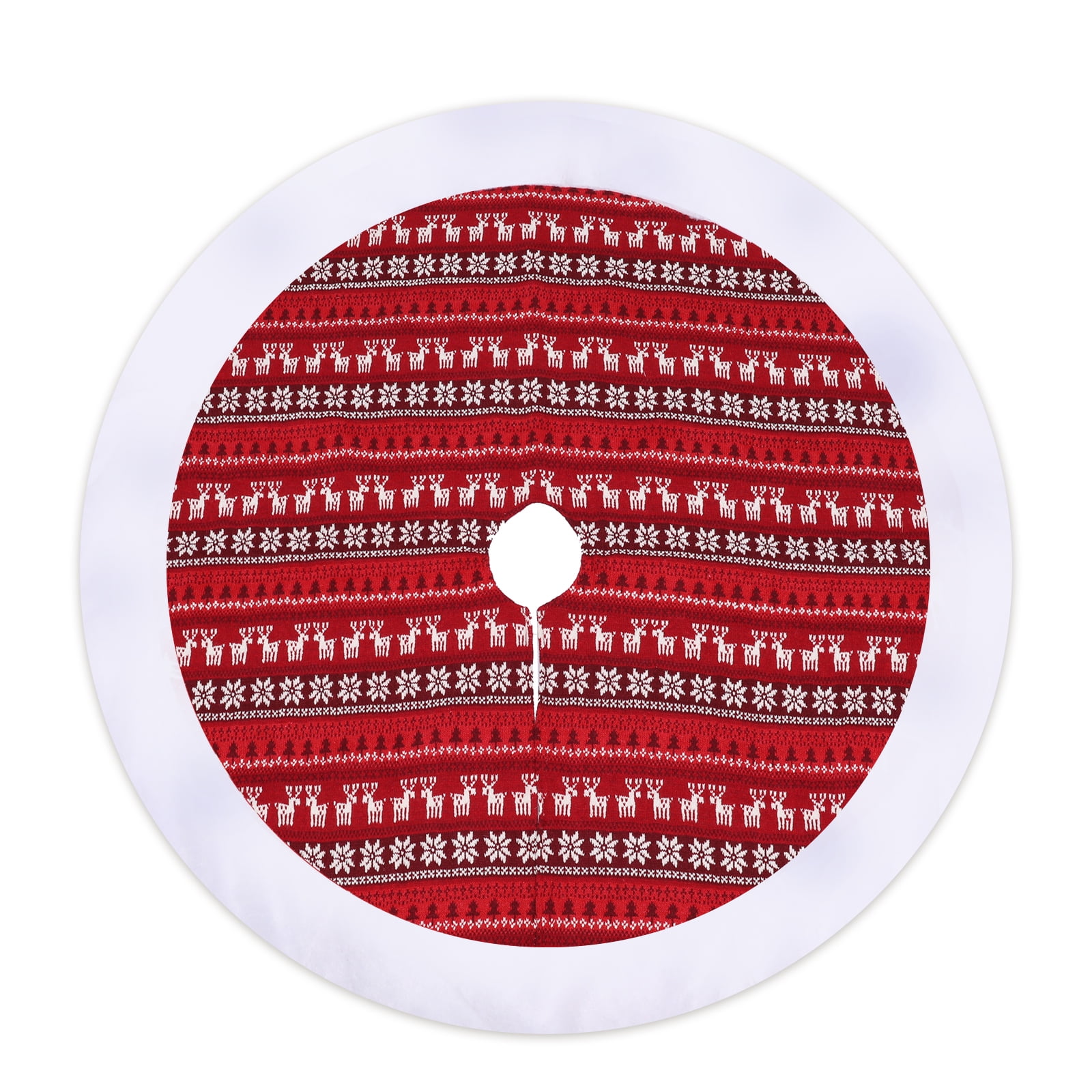 Christmas Tree Skirt 48 Inch Red Tree Skirt Rustic Farmhouse Merry Xmas