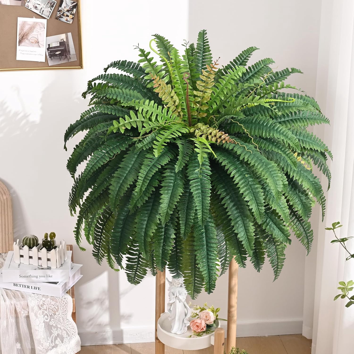 Lyacmy 48 Inch Fake Ferns Artificial Plants Large, 96 Leaves Artificial Ferns Fake Plants for Outdoors Front Porch Decor