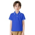 thumbnail image 1 of T-shirts Garçons Manches Courtes Décontracté Polo Uni Bleu 5-6 Ans, 1 of 6