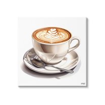 Stupell Industries Espresso Latte with Pattern Food & Beverage Painting Gallery Wrapped Canvas Art Print Wall Art, 17 x 17