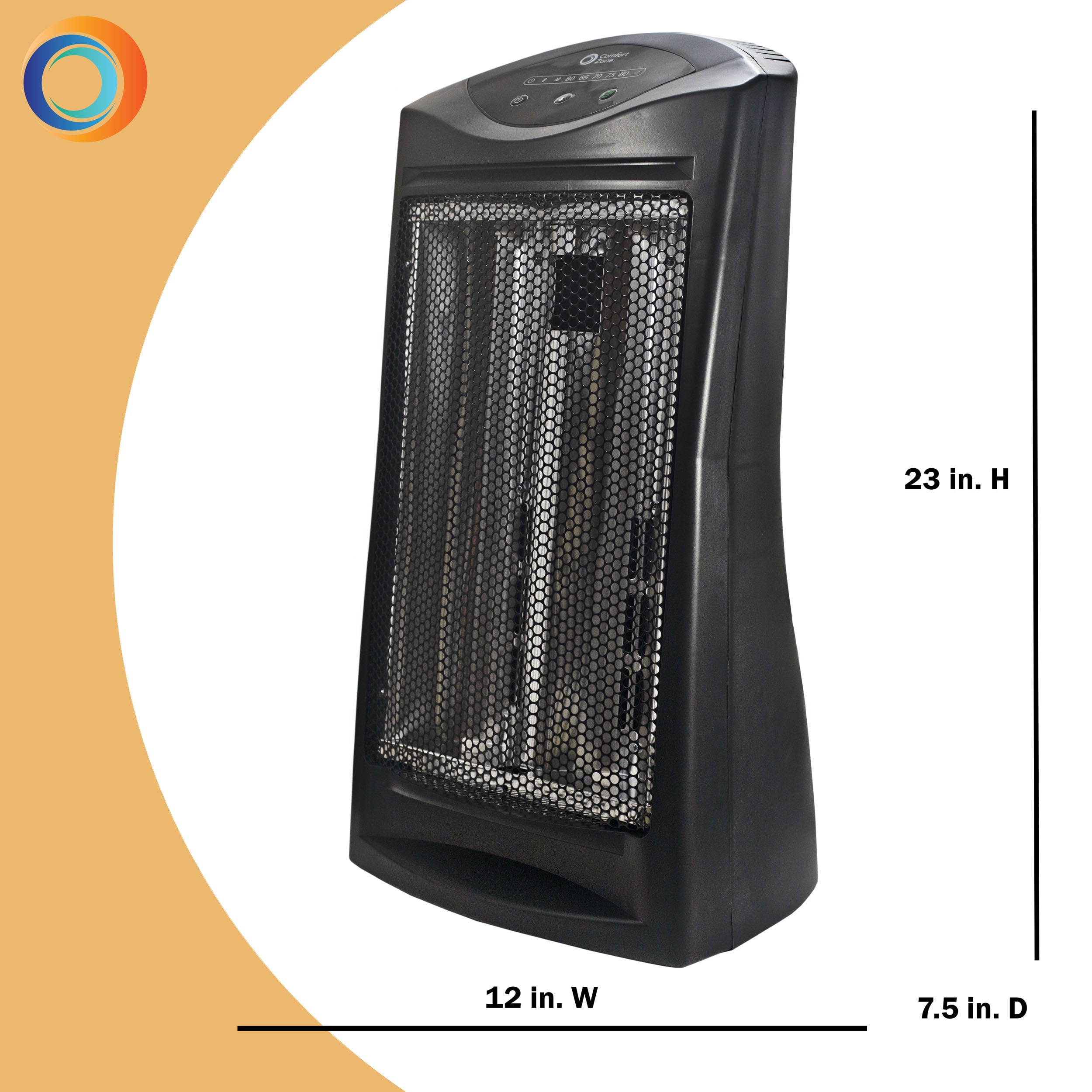 Comfort Zone 750/1,500-Watt Energy Save Digital Radiant Tower Heater with  Overheat Sensor and Power Indicator Light, Black - Walmart.com