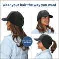 thumbnail image 2 of TrailHeads Women's Winter Ponytail Hat | Trucker Hat with drop down ear warmers - quilted/black, 2 of 5