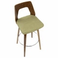 thumbnail image 5 of Trilogy 30" Mid-Century Modern Fixed Height Barstool With Swivel In Walnut And Green Fabric - Set Of 2, 5 of 6