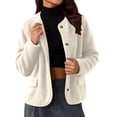 thumbnail image 6 of Sheghy Womens Denim Jacket Inspired Crew Neck Single Button Jacket - Solid Long Sleeve Winter White XXL, 6 of 6
