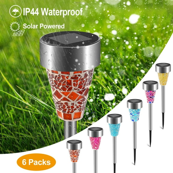 Moclever Solar Pathway Lights Outdoor Pathway Lights IP44 Waterproof LED Solar Lights for Yard Landscape Walkway 6Pack