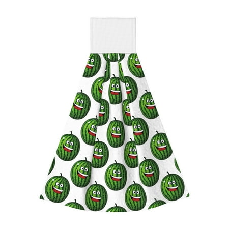 

Zufioo Happy Watermelon Print Coral Fleece Velcro Hand Towel Hangable Absorbent Hand Towel Suitable for Kitchen Bathroom Household Items
