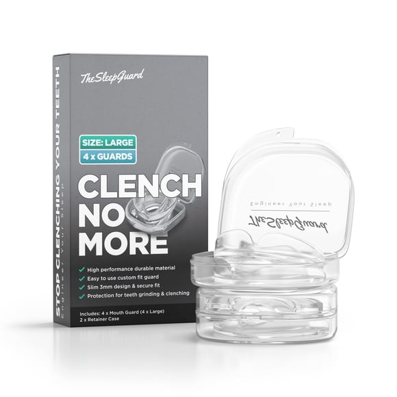 TheSleepGuard Mouth Guard for Clenching Teeth at Night [Pack of 4, Large Size - Men] â€“ Custom Night Guards for Teeth Grinding â€“ Nighttime Protection During Sleep for Adults