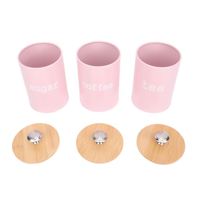 3pcs Kitchen Canisters Set, Iron Food Storage Containers with Airtight Lids, Sugar Coffee Tea Canister Jars Sets for Kitchen Dining Counter