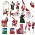 thumbnail image 2 of Biplut Santa Ornament with Music Electric Eye-catching Exquisite Anti-fade Long-lasting Santa Claus Climbing Ladder Ornament for Christmas (Type O), 2 of 13
