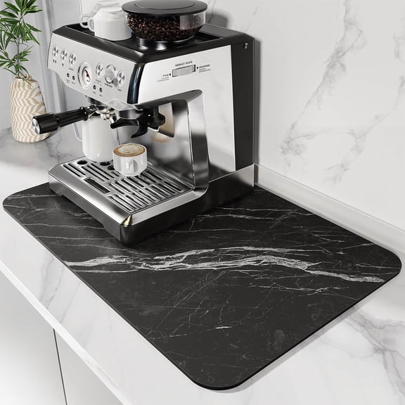 Coffee Mat Hide Stain Rubber Backed Absorbent Dish Drying Mat for Kitchen Counter-Coffee Bar Accessories Fit Under Maker Machine Pot Espresso Machine Dish Rack 16''x12''
