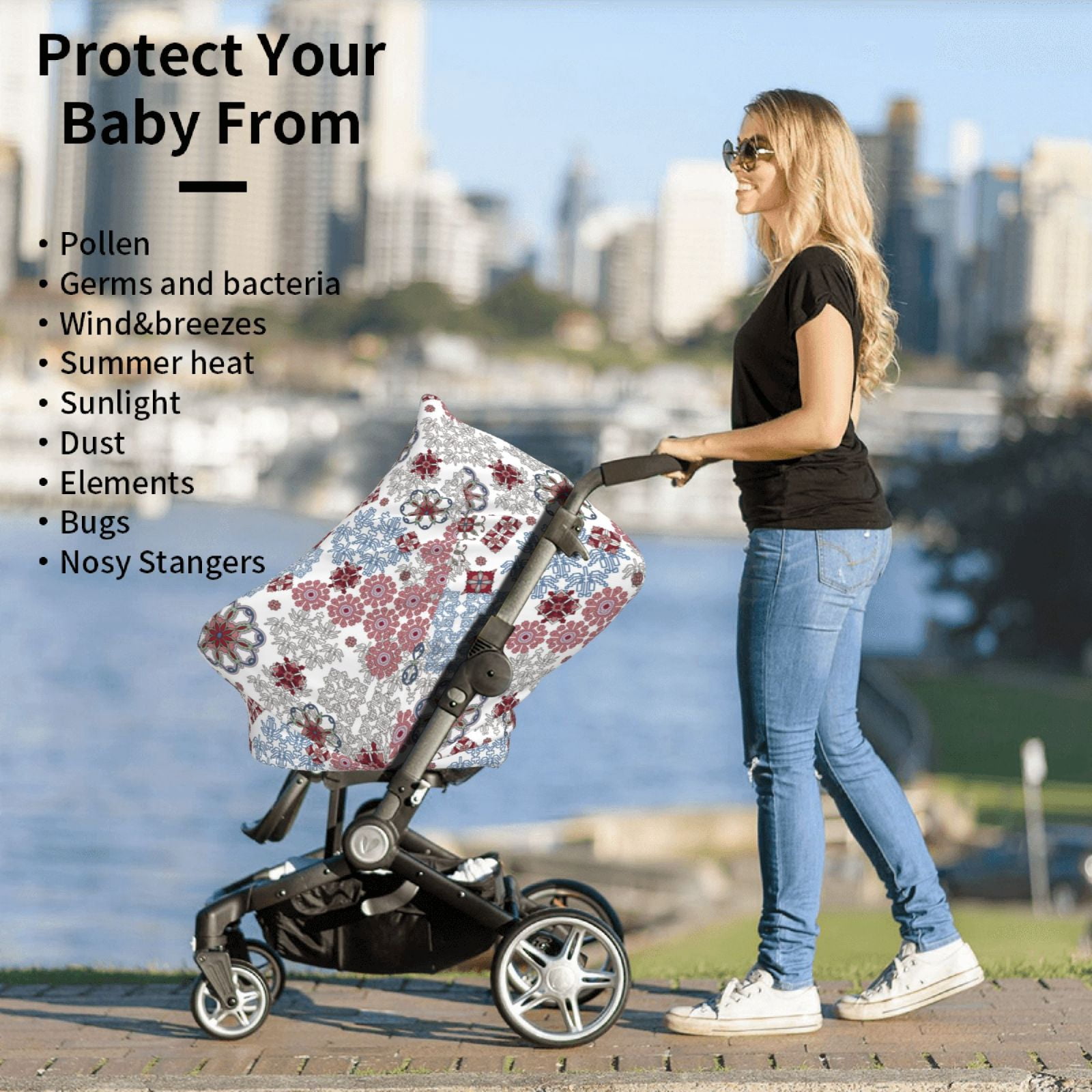 Fotbe Abstract Floral Pattern Car Seat Covers for Babies, Nursing Breastfeeding Cover Carseat Canopy, Soft Stretchy Carrier Cover