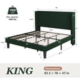 thumbnail image 4 of Amolife King Size Platform Bed Frame with Velvet Upholstered Wingback Headboard, Green, 4 of 13