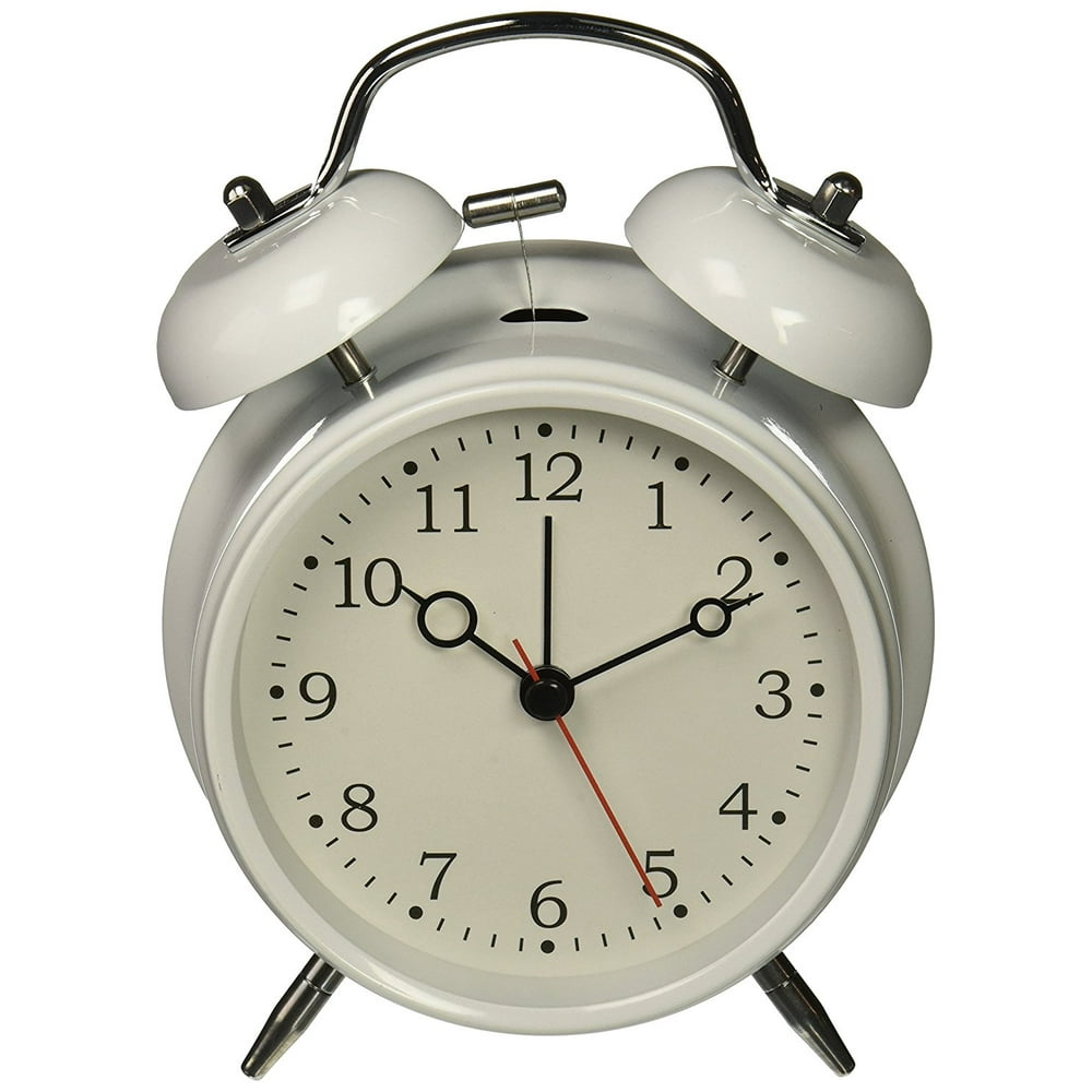 4" Silent Quartz Analog Twin Bell Alarm Clock with Nightlight and Loud Alarm (NO2), Shell