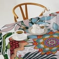 thumbnail image 2 of Boho Flowers Tablecloth, Rustic Bohemian Floral Mandala Palm Leaves Plants Botanical Table Cloth for Home Indoor Outdoor Kitchen Dining Table 60x102in, 2 of 6