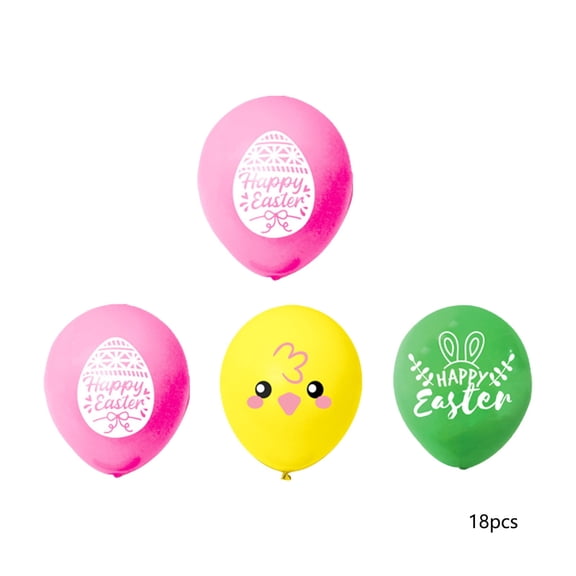 18 Pcs Easter Themed Balloons Assorted Colors For Party Decoration Kids Festival