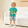 thumbnail image 2 of Shadoumai Toddler Boy Clothes Crewneck Train Dinosaur Short Sleeved Tops and Shorts Casual 2 Piece Basketball Performance Tank Top and Mesh Shorts Set 2 Piece Summer Outfit Kids, 2 of 5