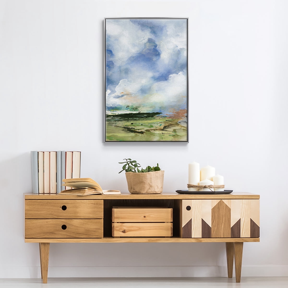 Spring Air II Framed Premium Gallery Wrapped Canvas - Ready to Hang - 25 x 37 - Silver Floating Frame