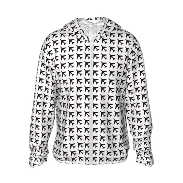 Balery Airplane Sudadera ligera de manga larga con capucha y protección solar UPF 50+ para hombre y mujer, ideal para pesca y running-Small