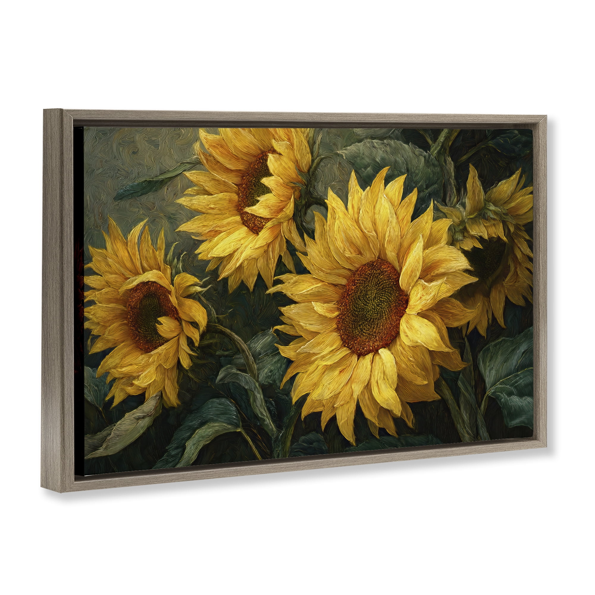 Stupell Industries Sunflowers For The Soul Brown Framed Floater Canvas Wall Art, design by Tina LeCour