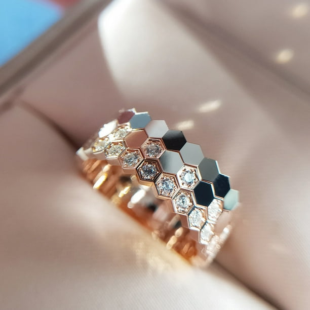 Rose gold honeycomb ring sale