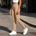 thumbnail image 5 of MXUIKV Leggings Pants for Women Tight Fitted Elastic High Waist Workout Yoga Trousers Solid Color(Medium,Khaki), 5 of 7