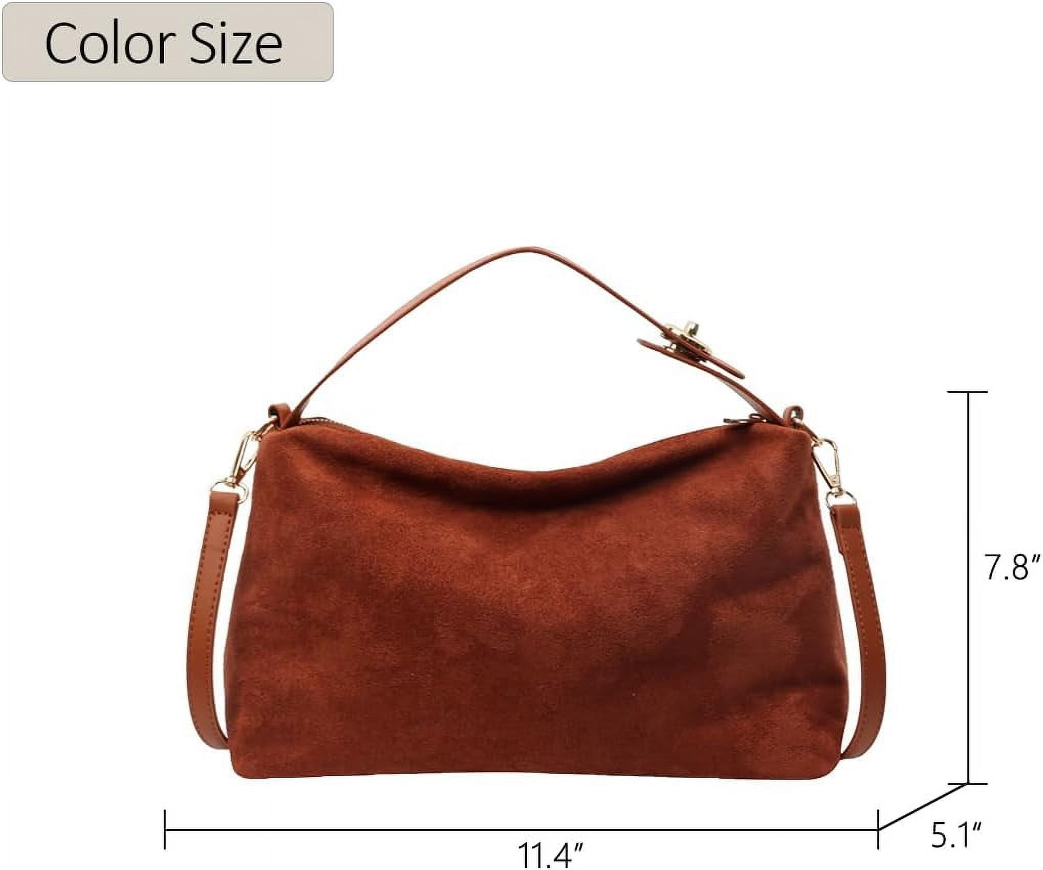 Suede Purses for Women Fashion Slouchy Shoulder Bag Retro Crescent Satchel Hobo Handbags for 2024