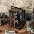 thumbnail image 5 of Furniture of America Mayfield 11.41"Width Wood 3-Bottle Wine Rack with Handle, Reclaimed Oak, 5 of 7