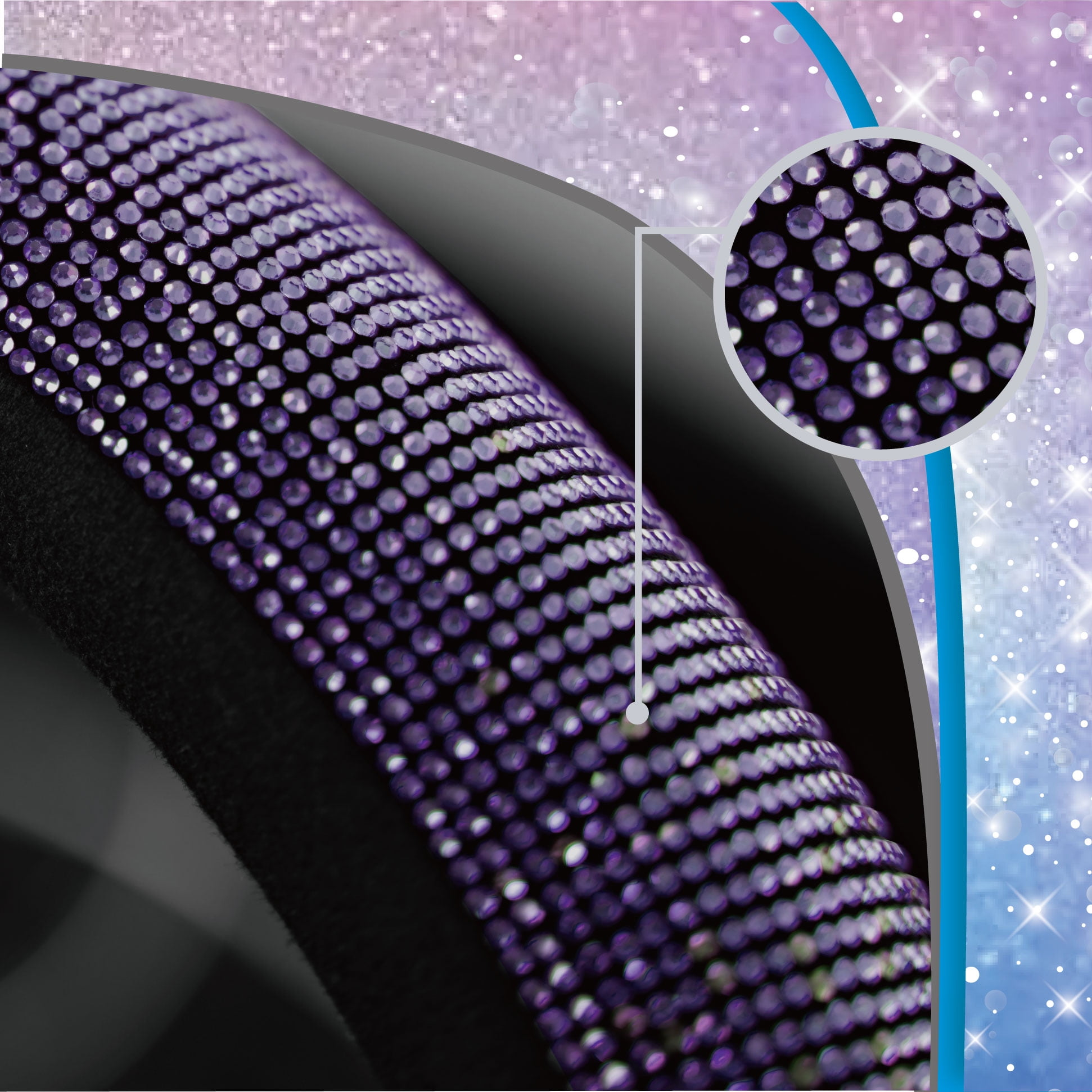 Auto Drive Bling Diamond Steering Wheel Cover, Sparkly Crystal Grip, Universal Fit for Cars,SUVs Dark Purple
