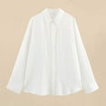 thumbnail image 2 of Yigetop Women's Blouses & Button-Down Shirts, Women Casual Lapel Collar Long Sleeve Slim Fit Shirt Womens Button Down Blouse White M, 2 of 8