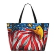 thumbnail image 2 of Balery Eagle Head With American Flag Beach Travel Bag - Water-Resistant, Large Capacity Lightweight Tote with 7 Pockets for Women and Men - Perfect for Beach, Pool, Gym, and Travel, 2 of 7