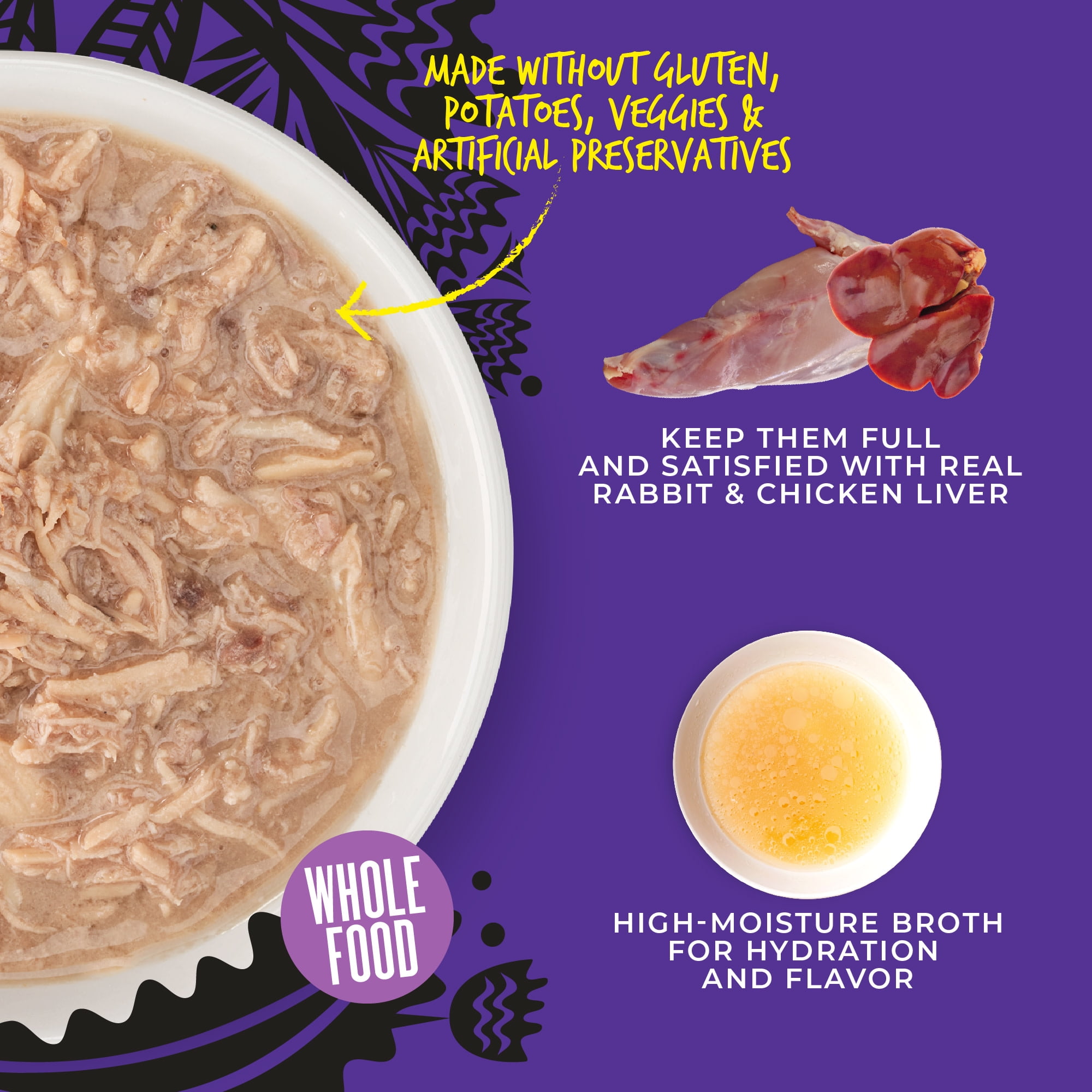 (12 pack) Tiki Cat After Dark Shreds Whole Foods Wet Cat Food, Rabbit & Chicken Liver, 3 oz. Can
