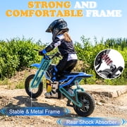 UBesGoo Electric Dirt Bike, 24V 250W Ride on Toys for Big Kids with Music & Bluetooth, 14 mph Twist-Grip Throttle & Hand-Operated Rear Brake, Blue