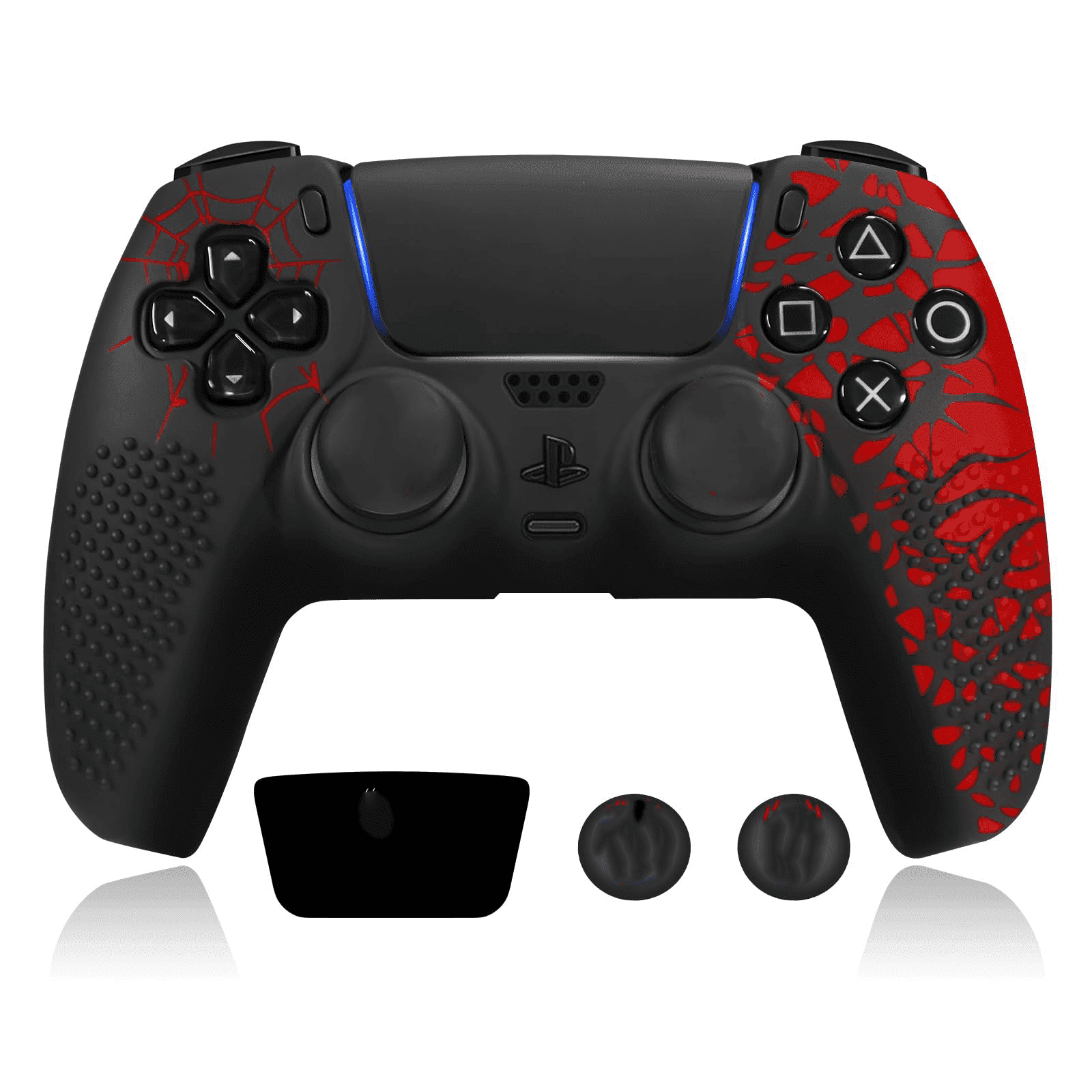 Anti-Slip PS5 Controller Skin, PS5 Controller Accessories, Non-Slip Silicone PS5 Controller Cover Case with Thumb Grip Gaps, Touch Pad Sticker and Cover Wrap Stickers