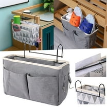 Bedside Caddy Organizer, Heavy Duty Bedside Hanging Storage Bag, Multi-Function Caddy for Bunk bed Hospital Beds Dorm Bed Rails, Holders Books Glasses Phones Magazine (Grey) 11.4x4.1x7.48"