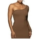 thumbnail image 3 of Gibobby Vestidos de fiesta largos elegantes Vestido plisado de un hombro sexy para mujer Vestido de fiesta de cadera ajustado de manga larga(Café,M), 3 of 5